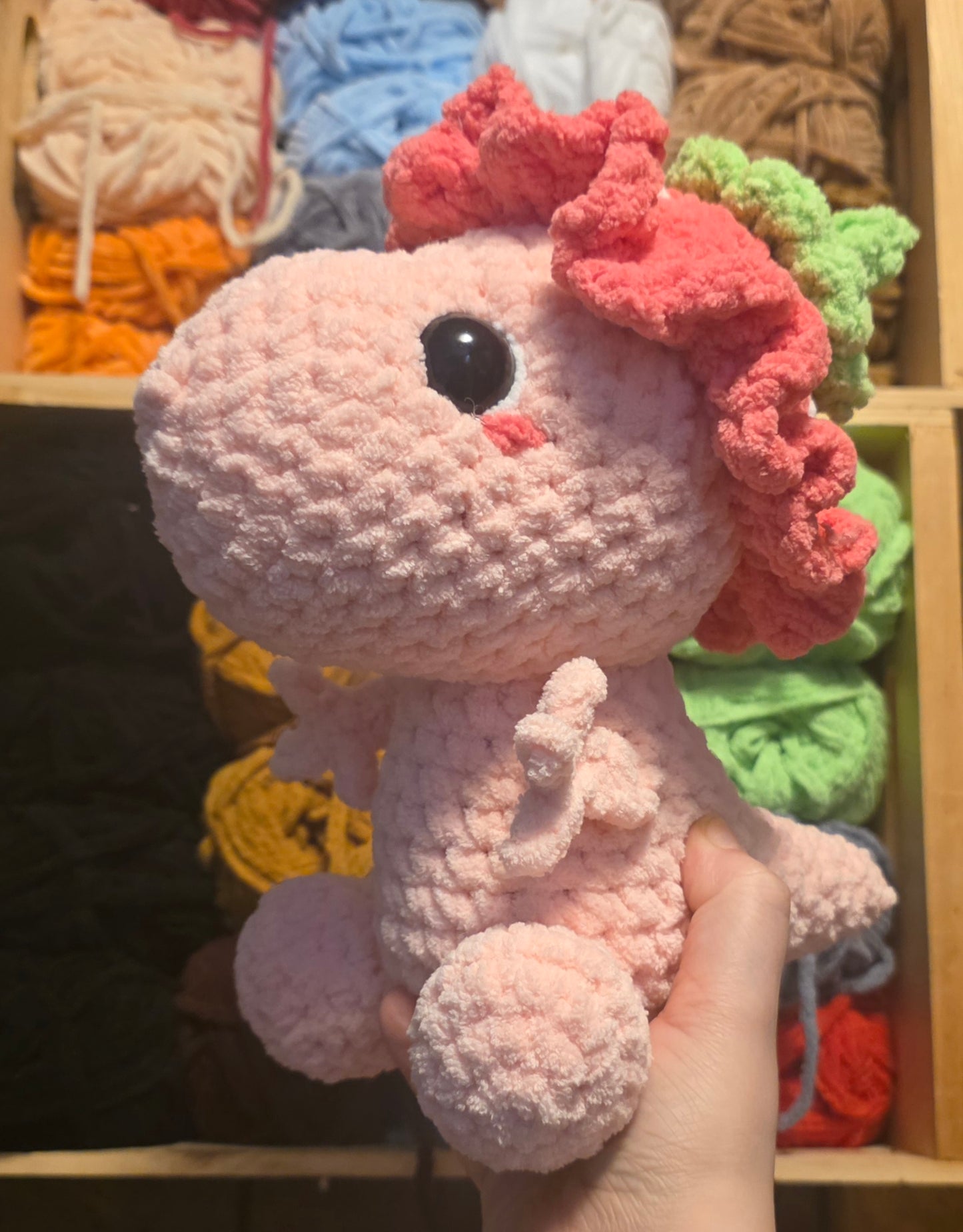 Pink Dino with Strawberry Hat