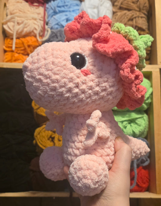 Pink Dino with Strawberry Hat