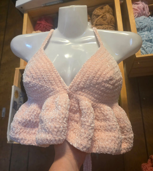 M Velvet Ruffle Top