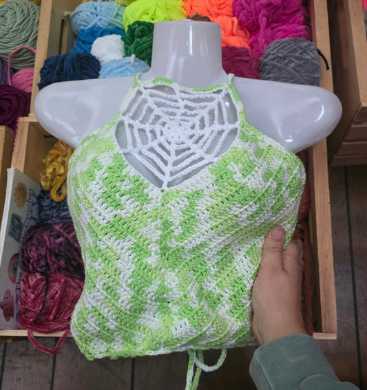 XL Spiderweb Crop Top - Keylime